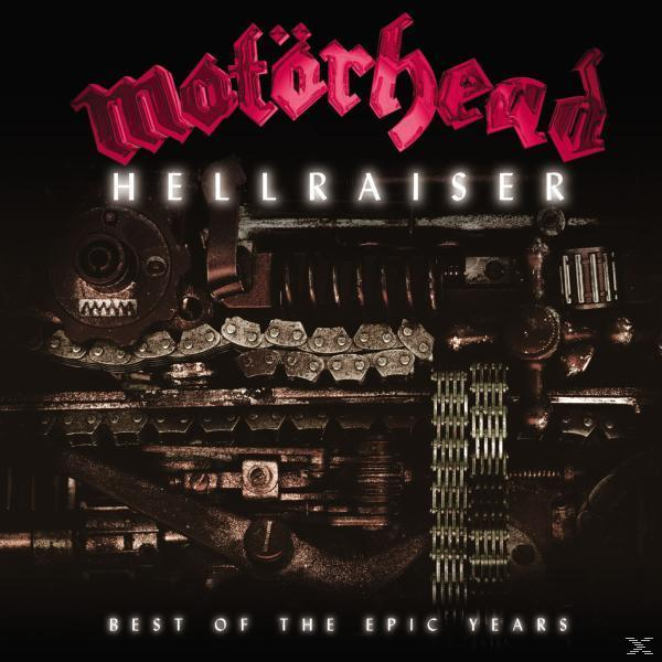 Albumcover: 'Hellraiser' mit Motorteilen und Bandlogo.