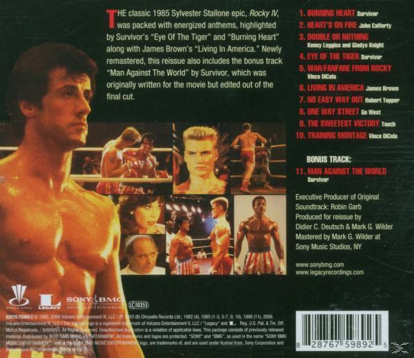 Rückseite einer CD-Hülle. Mann mit oberkörperfreiem Torso, Boxbilder. Text.