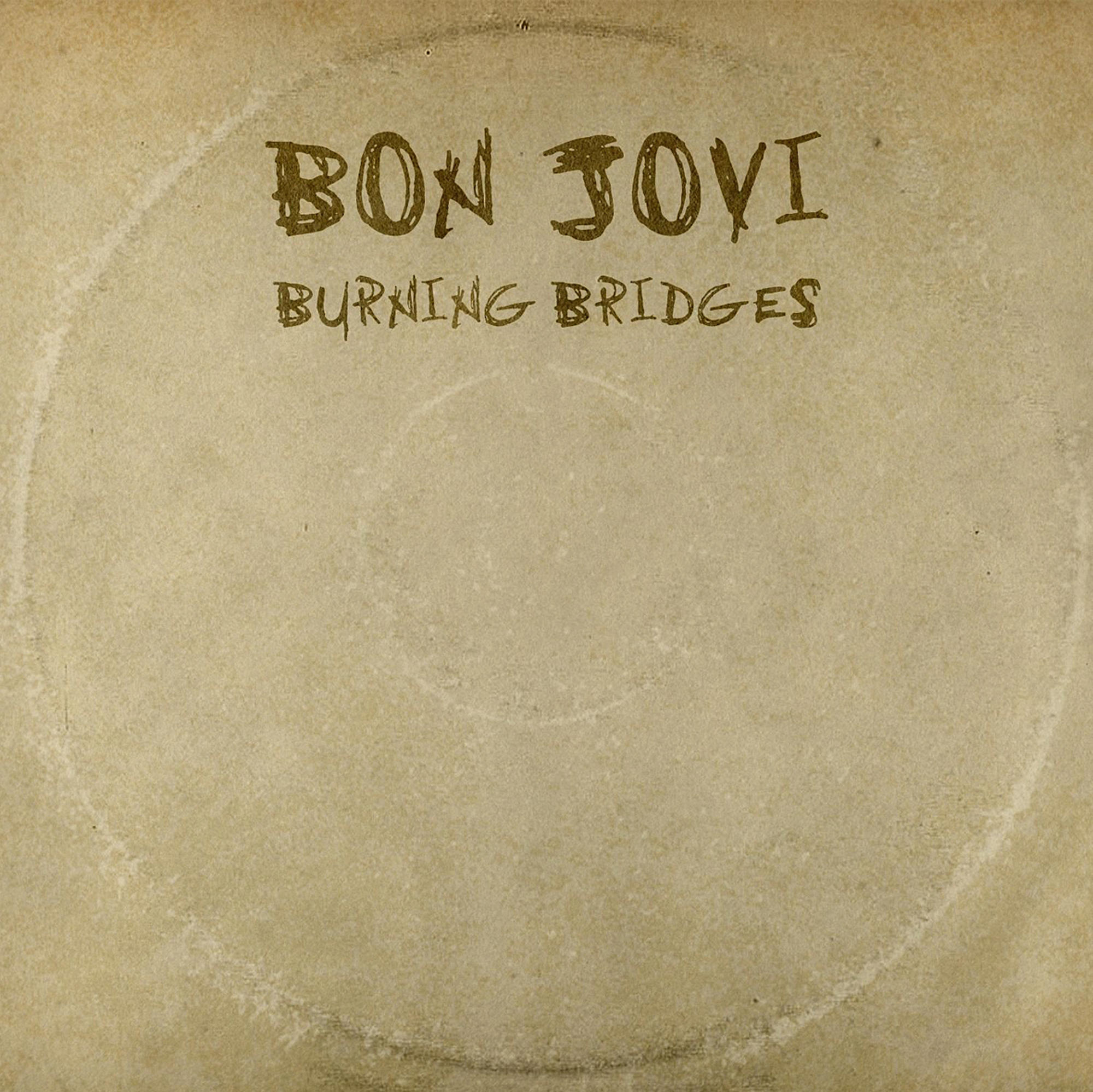 Albumcover mit Bon Jovi und dem Text 'Burning Bridges'.
