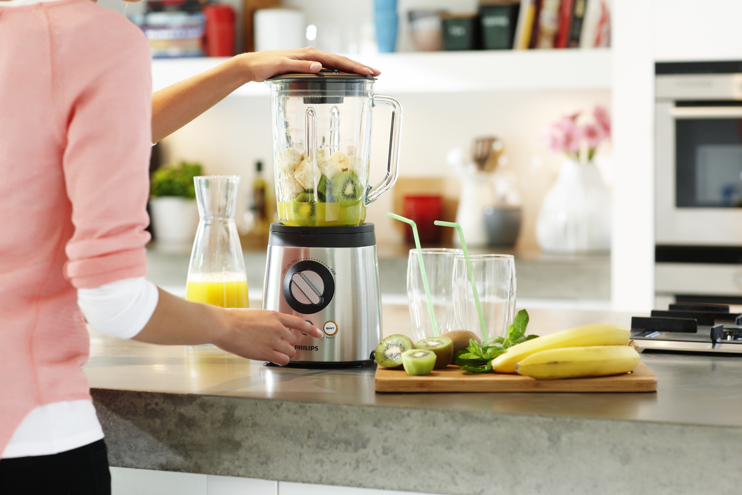 PHILIPS HR2195/08 mit ProBlend 6 Standmixer Edelstahl (900 Watt, 2 l)