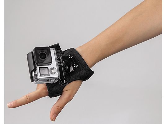 HAMA Supporto da mano „Fix“ per GoPro, M, 360° - Cinturino da polso per GoPro (Nero)