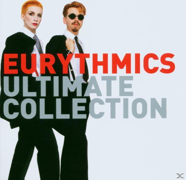 Albumcover von Eurythmics, zwei Personen in schwarzen Outfits. Text: EURYTHMICS ULTIMATE COLLECTION.