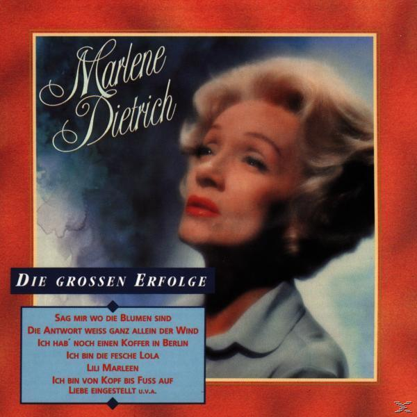 Albumcover von Marlene Dietrich mit Text. Eine Frau in blauem Hemd blickt nach oben.