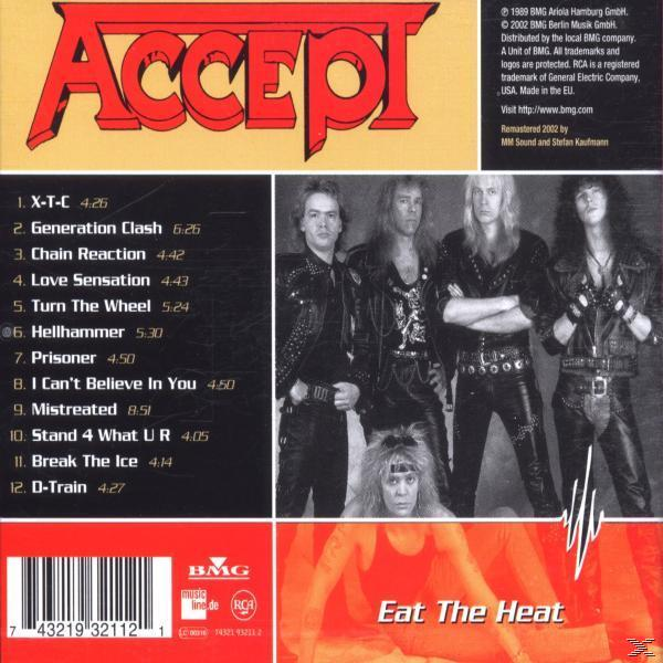 Albumcover. Rückansicht. Band ACCEPT. Titelliste, Bandmitglieder und Text.