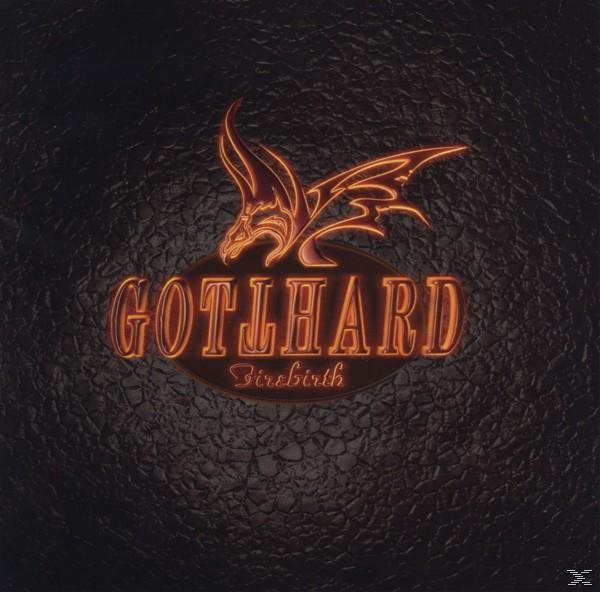 Albumcover mit dem Wort GOTTHARD in orangefarbenen Buchstaben auf schwarzem Ledertextur-Hintergrund.