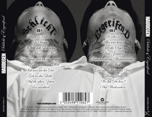 Albumcover mit Tattoos auf Köpfen, einer Liste von Songtiteln und einem Warner Music Group Logo.