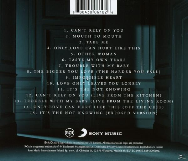Rückseite einer CD-Hülle mit Titelliste. Ein dunkler Innenraum mit einer Tür.