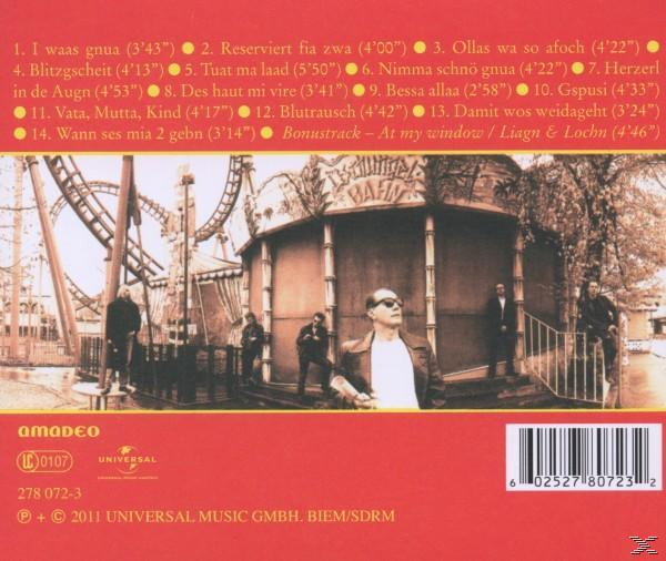 Albumcover mit rotem Hintergrund und einem Riesenrad. Text auf Schweizerdeutsch.