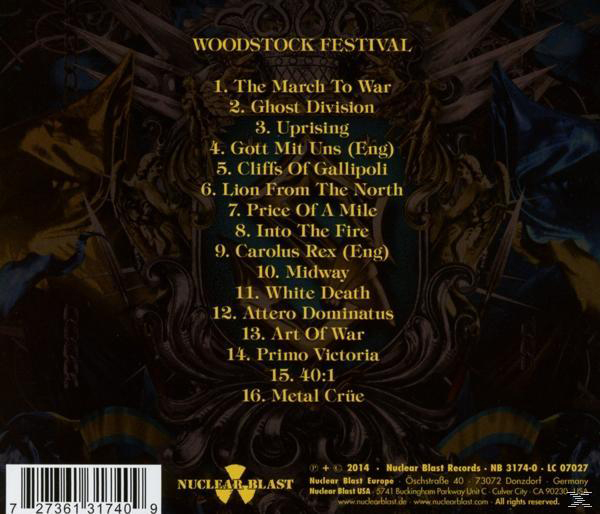 Album-Rückseite mit Titelliste, Logos und Artwork.