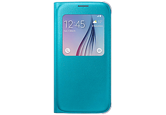 SAMSUNG Galaxy S6 S-View Cover Deri Kılıf Mavi