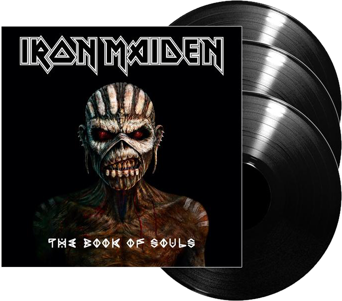 Iron Maiden nagylemez borítója, a zenekar kabalája a borítón, a nagylemez nevével és 3 bakelit lemezzel.