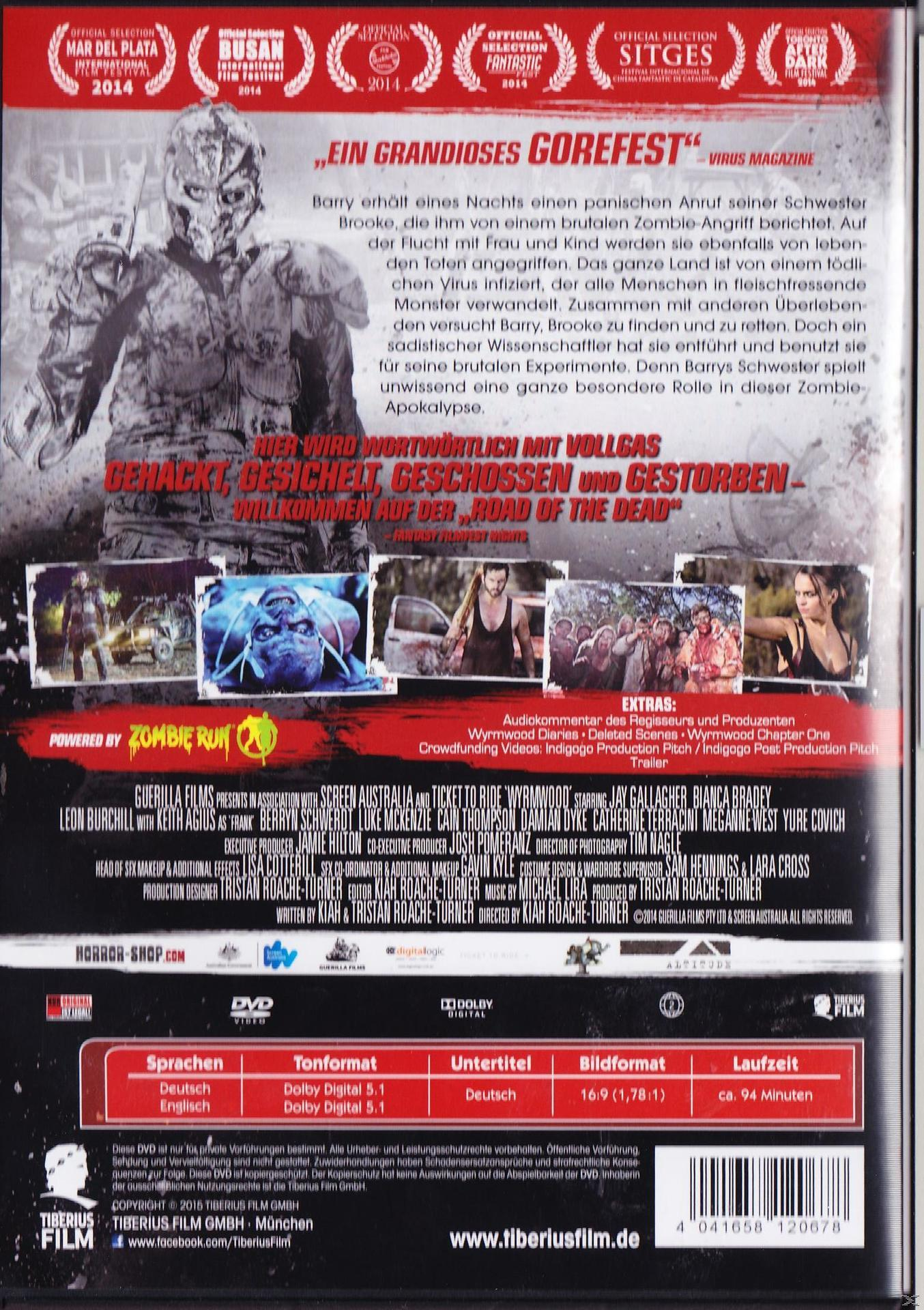 DVD-Cover. Zombiefilm. Text und Bilder des Films. Zombie Run Logo.