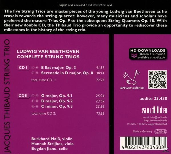 Jaques String Trio Thibaud - COMPLETE STRING TRIOS  - (CD)