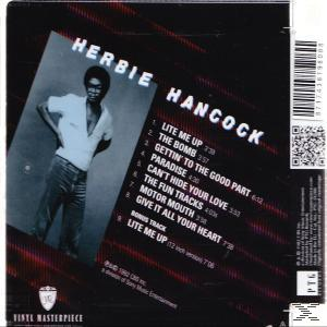 Rückseite eines Herbie Hancock Album-Covers mit Trackliste und Bild.