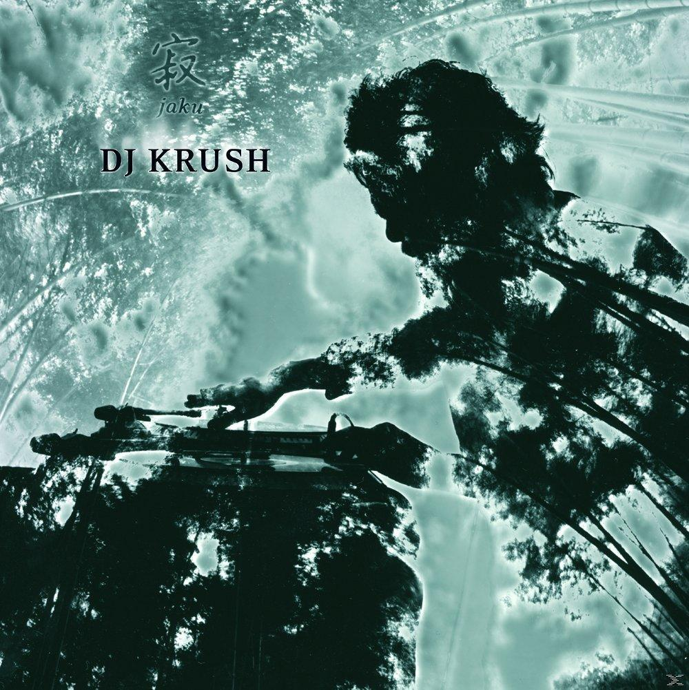 DJ Krush album borító. Egy személy sziluettje a lemezjátszónál, japán szöveggel és türkiz háttérrel.