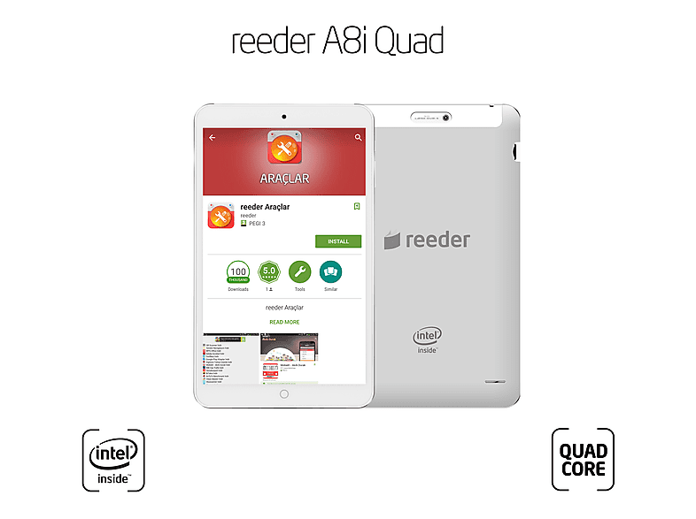REEDER A8i Quad 8 inç Intel Atom Z3735F 1,83 GHz 1GB 16GB Android