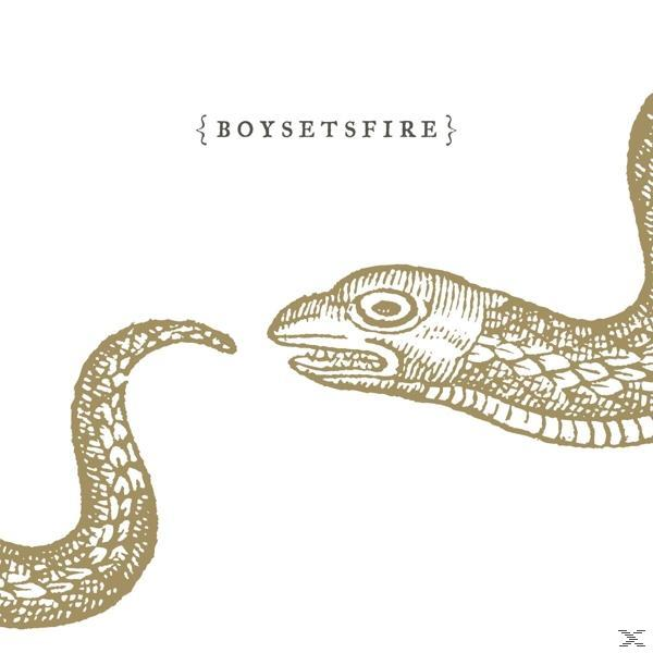 Albumcover mit einer goldenen Illustration einer Schlange, die einem Schlangenkopf zugewandt ist, mit dem Text '{BOYSETSFIRE}'.