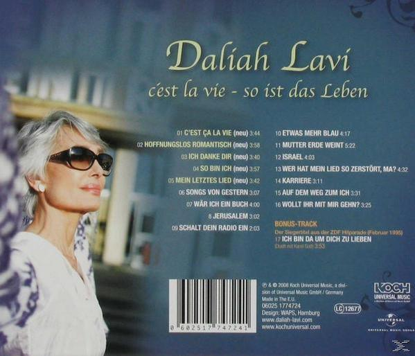 Albumcover mit Frau in Sonnenbrille, die nach oben schaut, und Text: Daliah Lavi, C'est la vie - so ist das Leben.