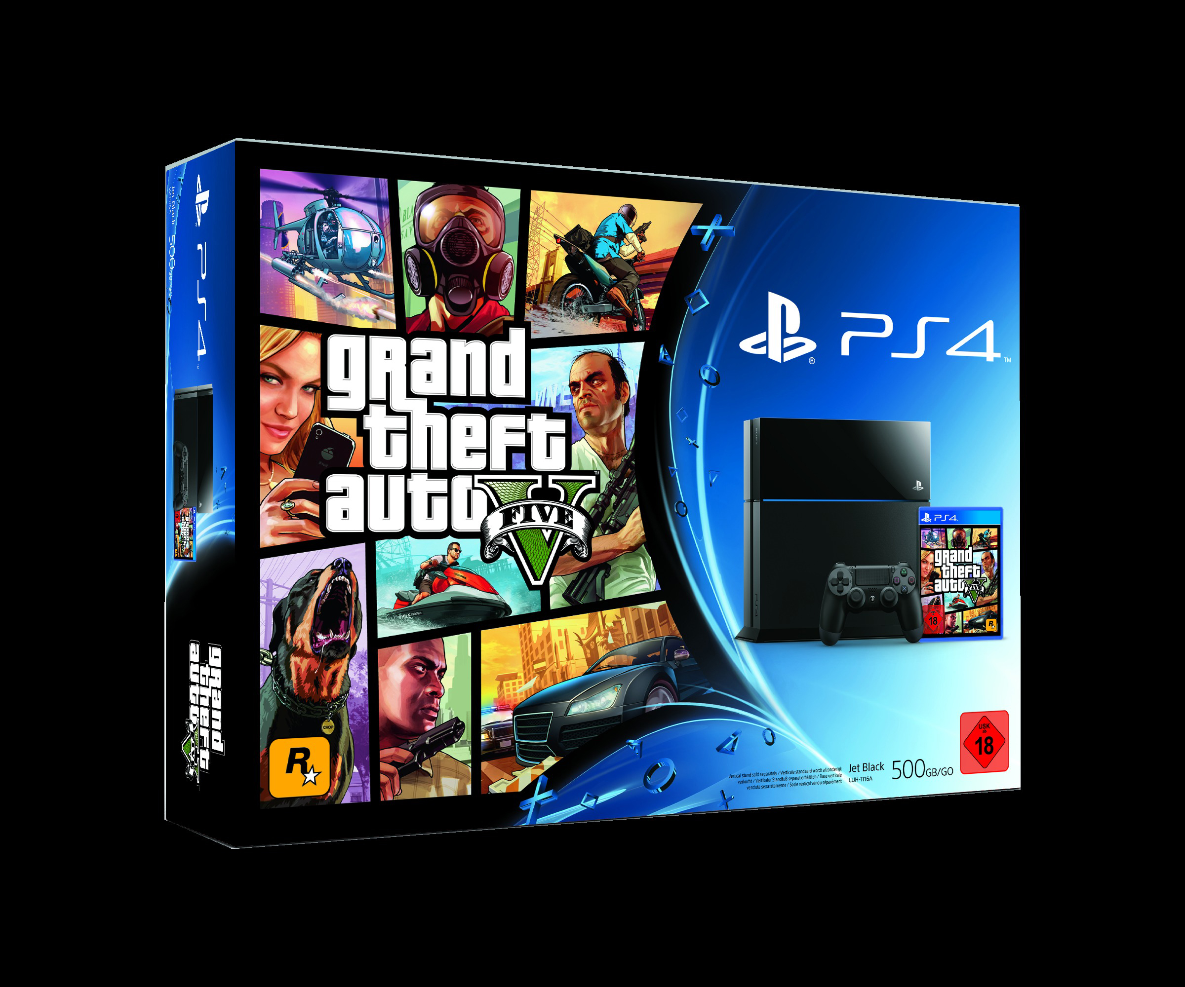 SONY PS4 Konsole 500GB Schwarz inkl. Grand Theft Auto 5