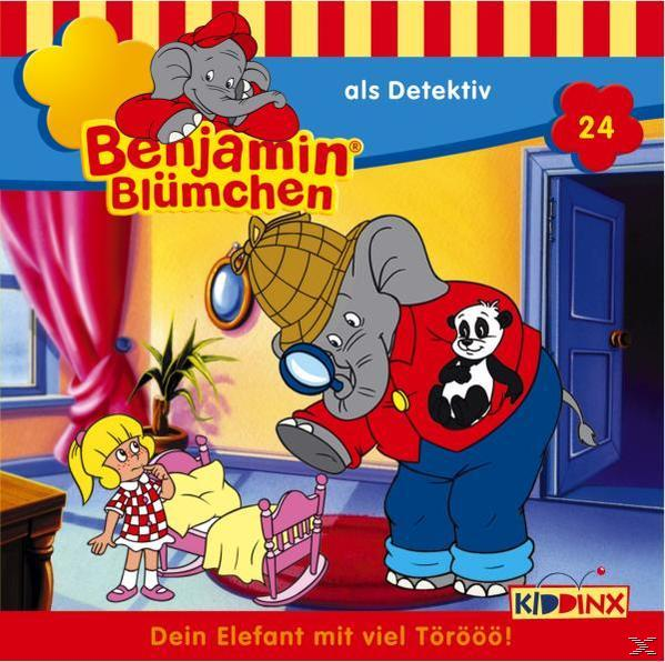 Kinderbuchcover: Ein Elefanten-Detektiv, ein Mädchen und ein Panda in einem farbenfrohen Schlafzimmer.