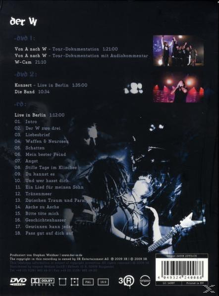 DVD-Cover mit einer Band, die auftritt, einer Bühne und Text auf Deutsch.