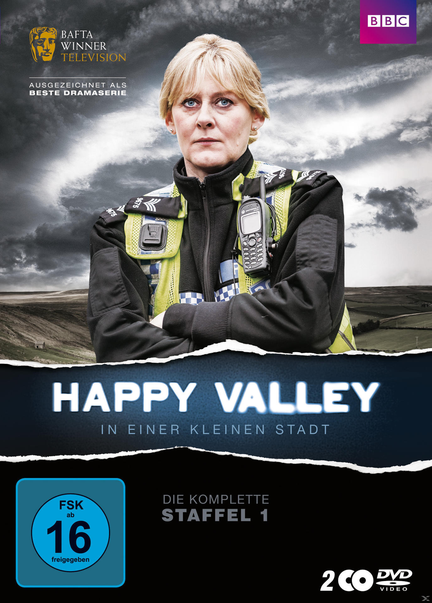 DVD-Cover: Frau in Uniform, Titel 'Happy Valley'.