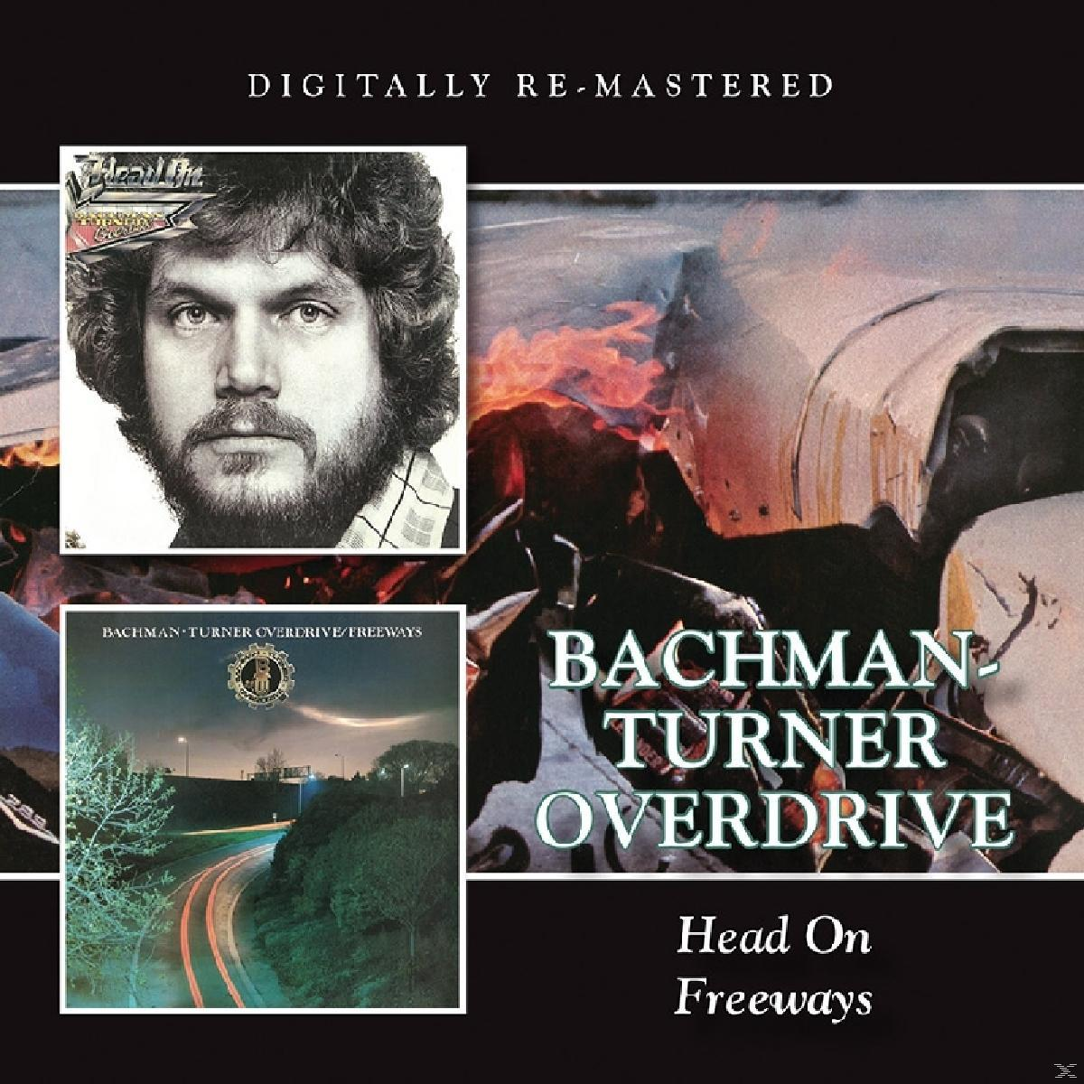 Albumcover: Männergesicht, Autounfallszene und Albumtitel: Bachman-Turner Overdrive.