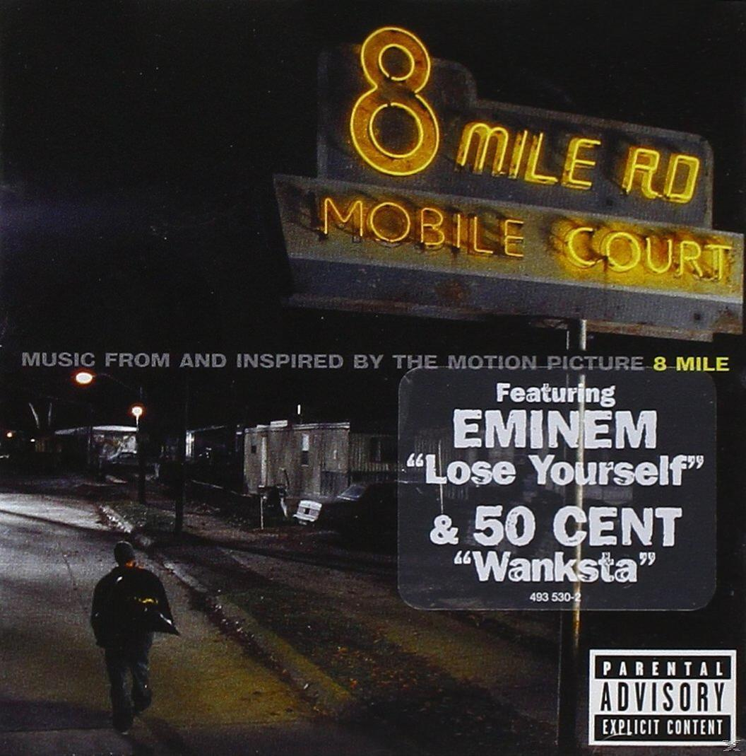 Albumcover: Nachtszene. Schild '8 Mile Rd Mobile Court', Eminem.