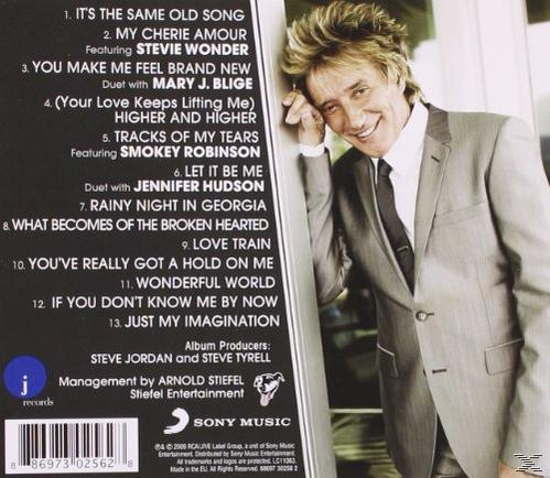 Rückseite eines Rod Stewart Albums mit Titelliste und Albumdetails.