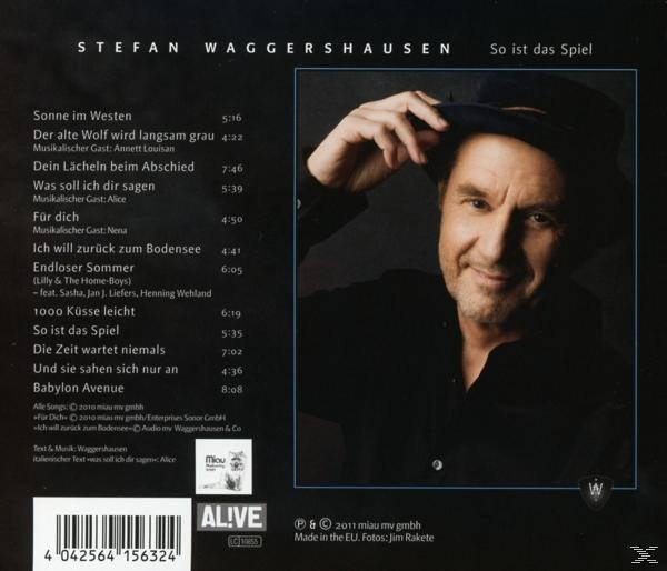 CD-Cover. Mann mit Hut, der seinen Hut hält, mit Titelliste und Text auf Deutsch.