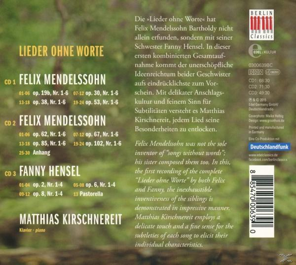 Matthias Kirschnereit - Lieder ohne Worte   - (CD)