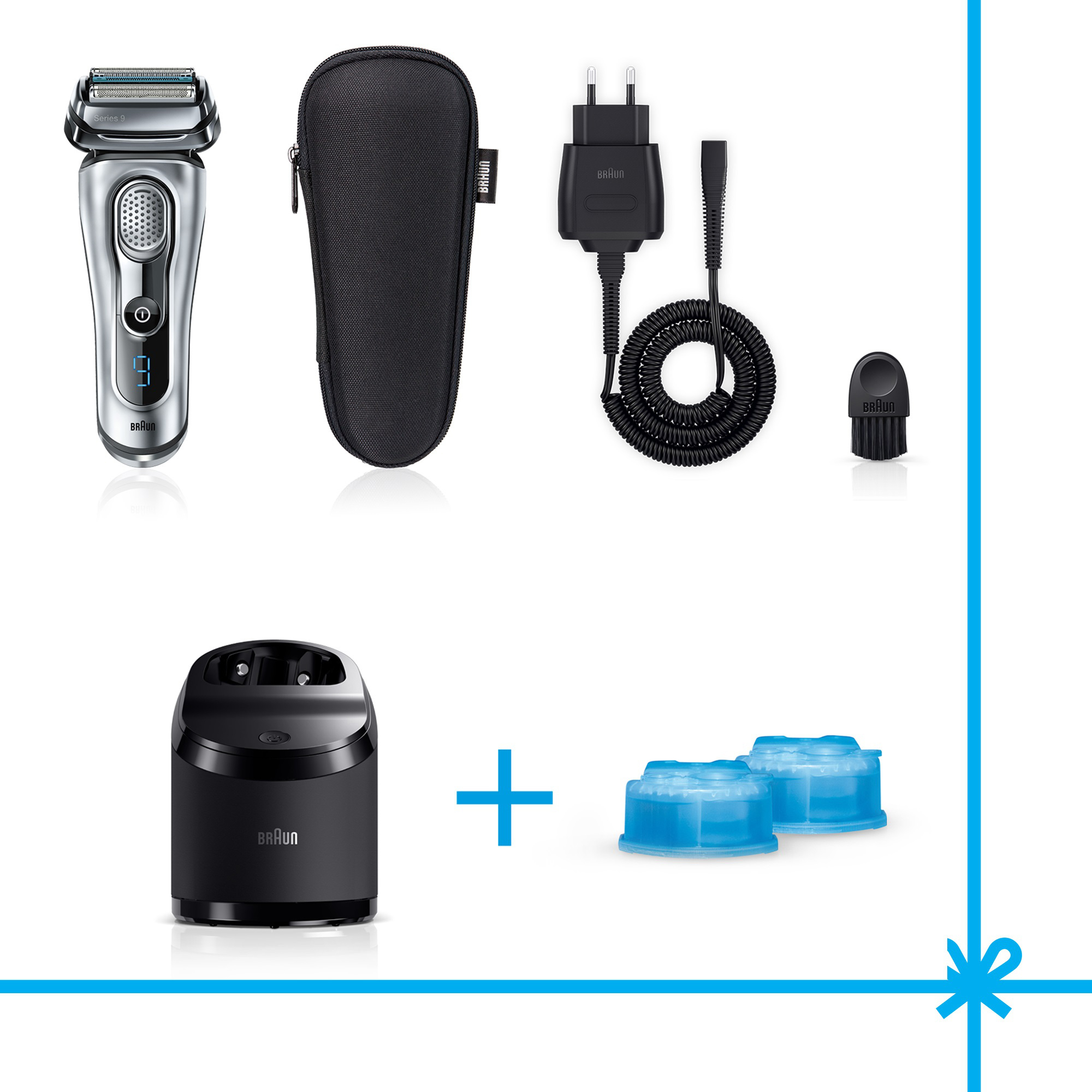 BRAUN SERIES 9 9090 CC + CCR2 Rasierer Silber (Clean&Renew, Reinigungsstation: Ja)