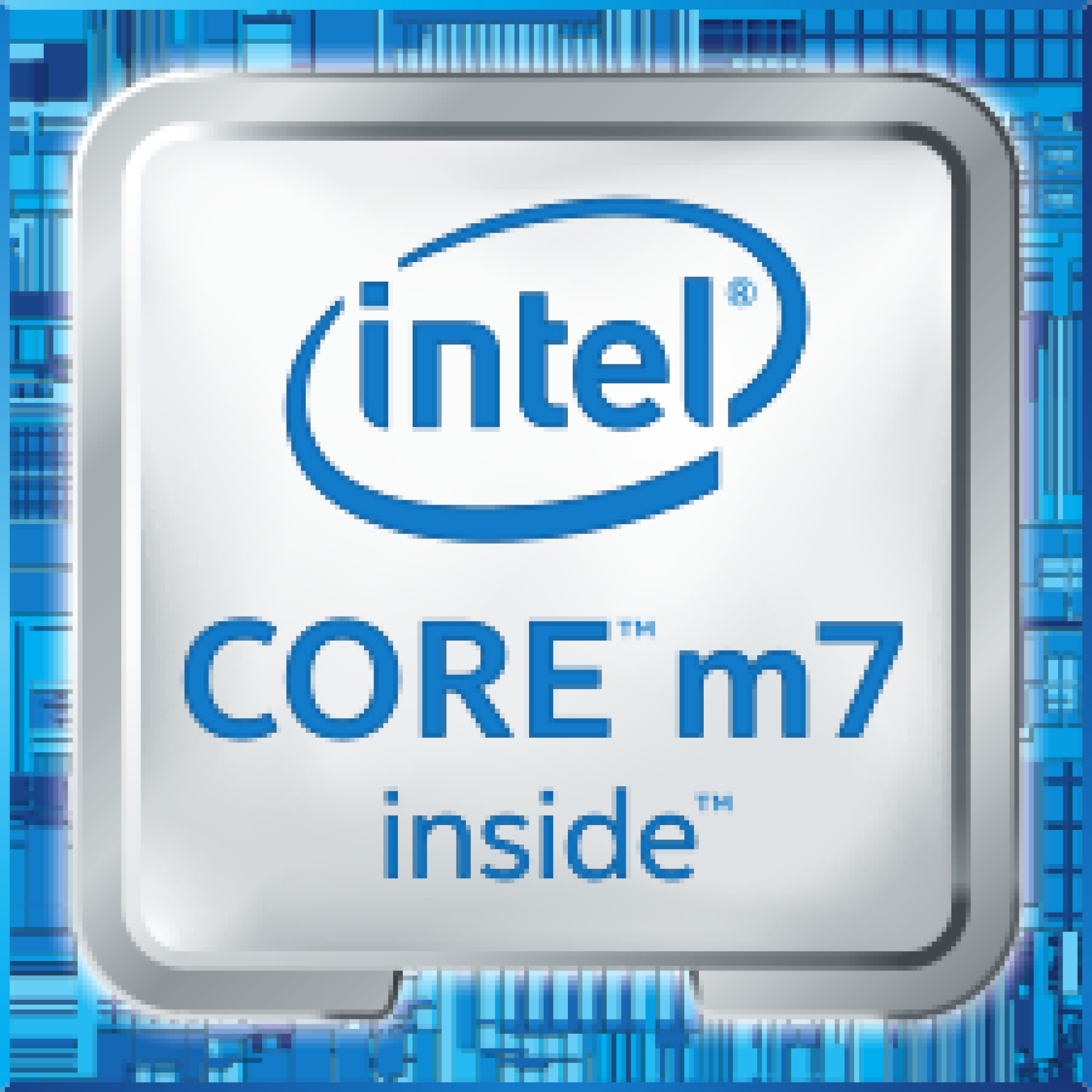 Blaues Logo mit Intel inside. CORE m7 oben und inside unten.