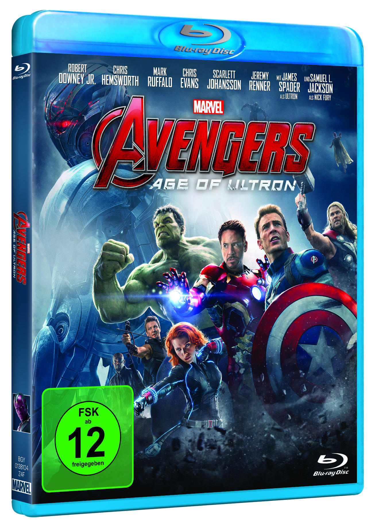 Film-DVD-Cover: 'Avengers: Age of Ultron' mit mehreren Charakteren.