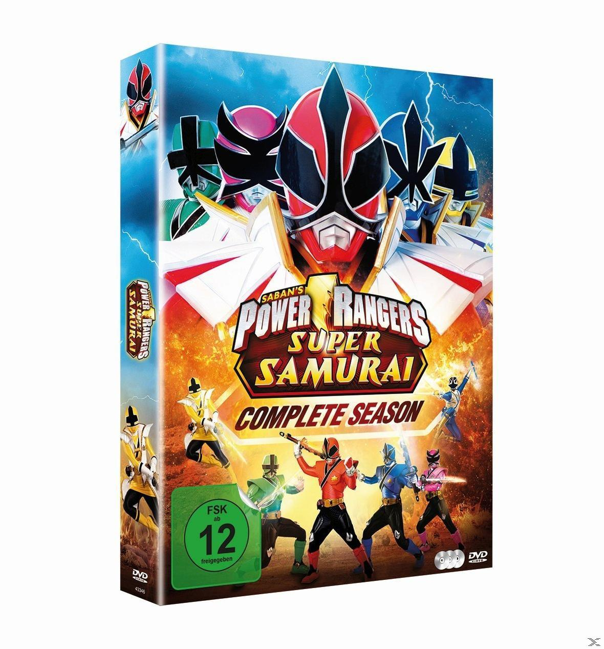 DVD-Cover von Power Rangers Super Samurai mit mehreren Power Rangers in Action-Posen.