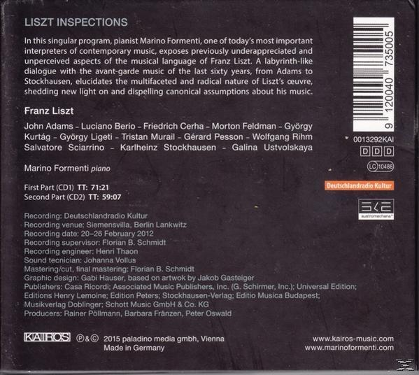 CD-Rückseite mit Text über Franz Liszt und verschiedene Musiker.