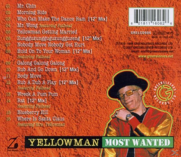 CD-Rückseite mit Mann im Hut, Titelliste und Text in Orange und Gelb.