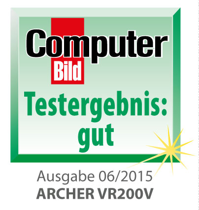 Computer Bild Testergebnis. 'gut'. Gelber Stern. ARCHER VR200V.