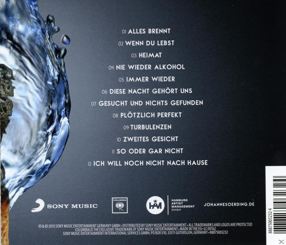 CD-Cover zeigt Wasserspritzer mit Songtiteln auf Deutsch.