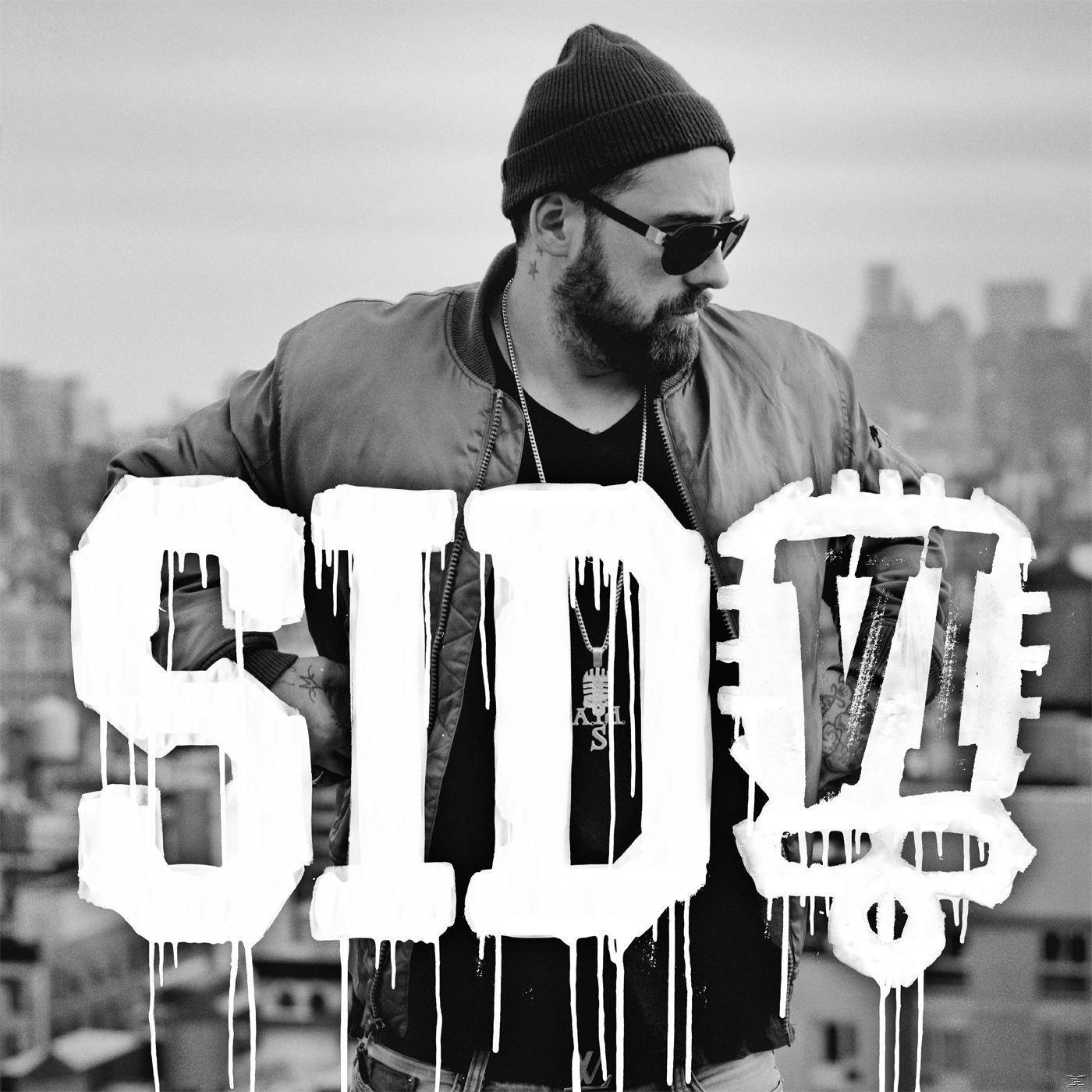 Albumcover mit einem Mann mit Bart und Tätowierung, mit Text: SID, VI.