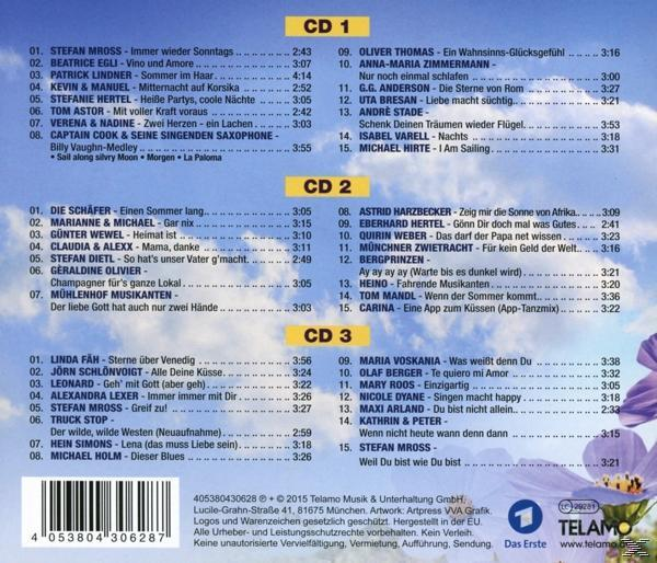 CD-Rückseite mit Songtiteln und Tracklisten vor einem bewölkten Himmelhintergrund.
