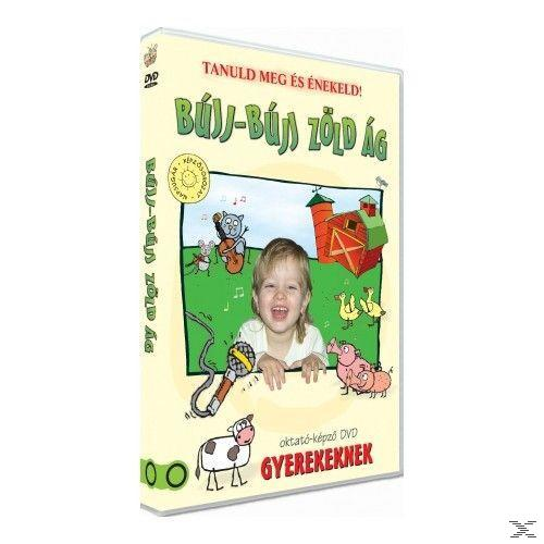 DVD borító: egy gyermek egy rajzfilm jelenetben mikrofonnal, állatokkal és egy farm környezetben.