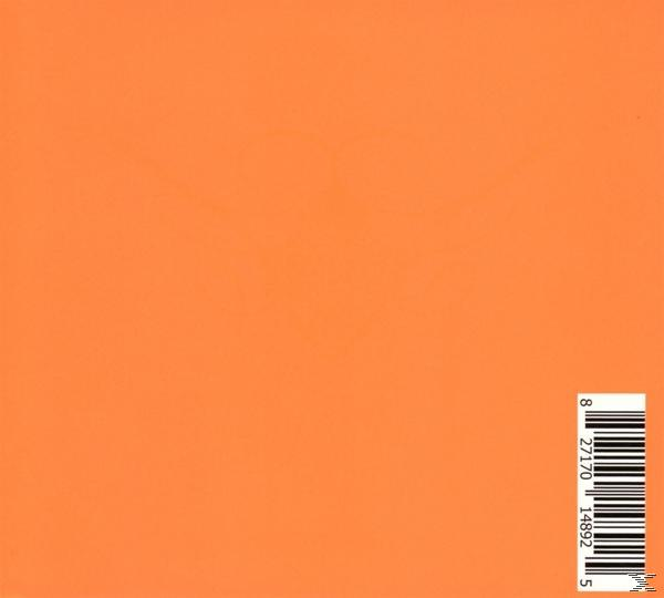 Oranger Hintergrund mit Barcode auf der rechten Seite.