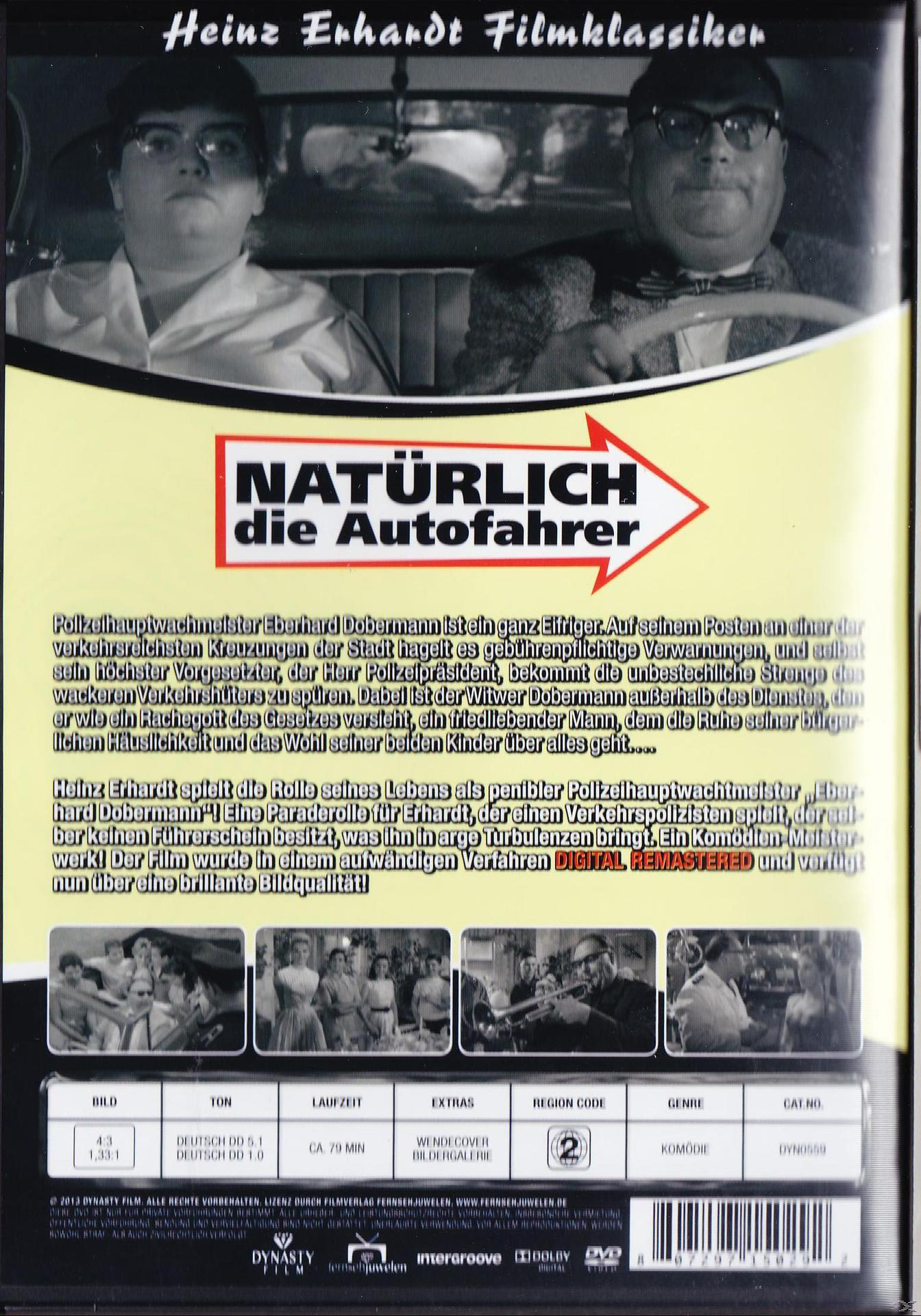 DVD-Cover: Zwei Männer in einem Auto, Text 'Natürlich die Autofahrer'.