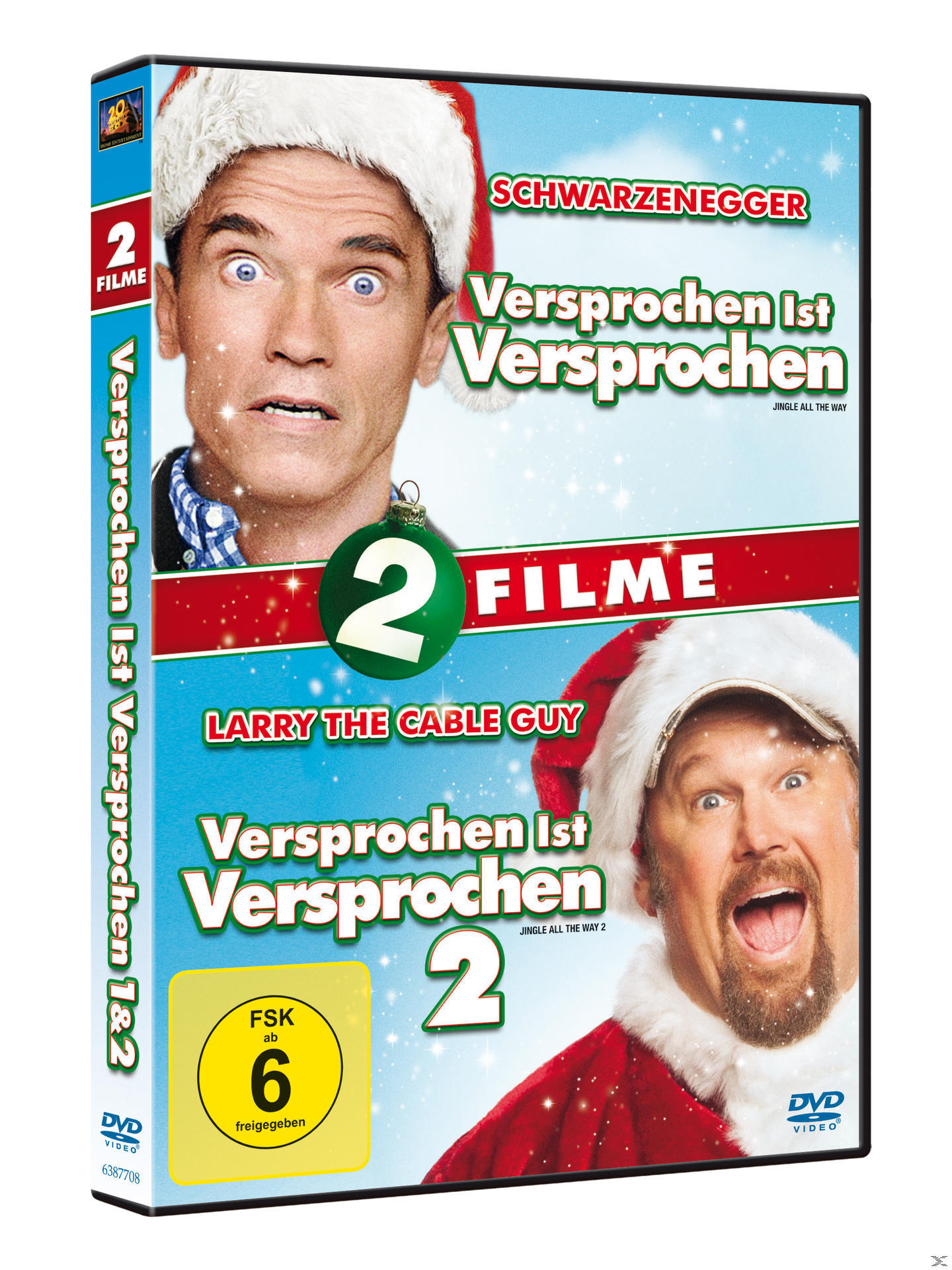 DVD-Hülle mit zwei Filmen, einem mit Arnold Schwarzenegger, dem anderen mit Larry the Cable Guy.