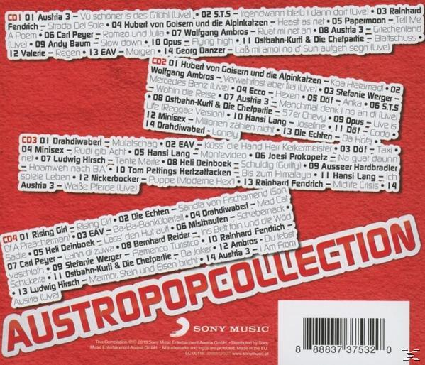 Austropop Collection CD-Cover. Weißer Text auf rotem Hintergrund.