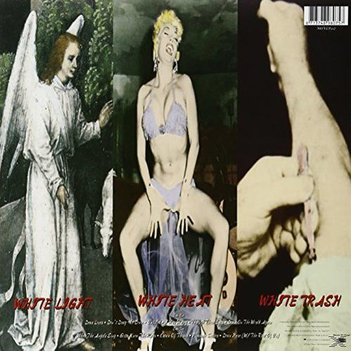 Album borító: Angyal, nő fehérneműben, és egy kéz rózsaszín tárgyat tart. Piros betűkkel.