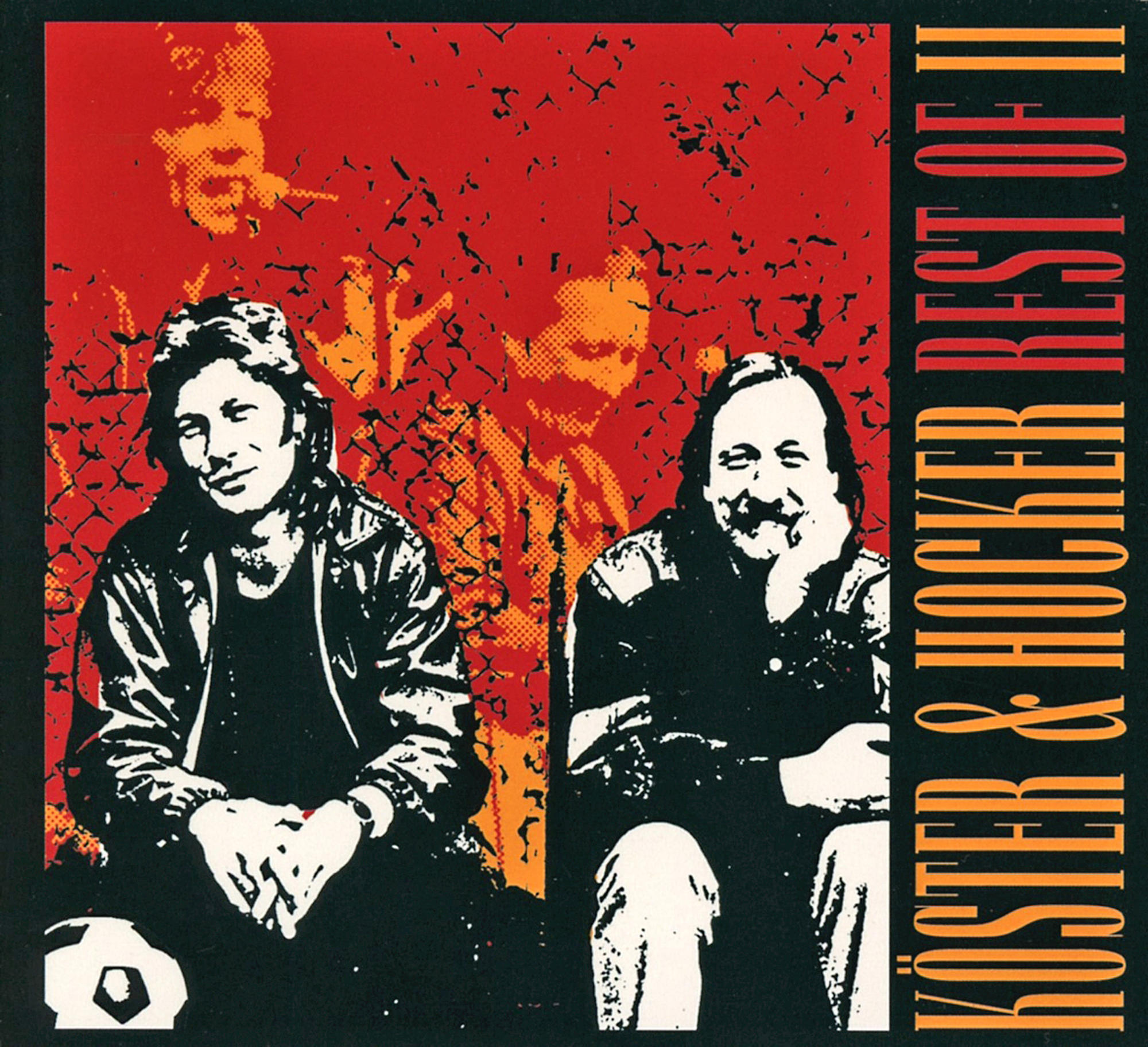 Albumcover mit zwei Männern, einer mit Schnurrbart, und Text auf Deutsch.