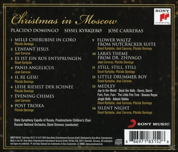 CD-borító karácsonyi zenével, Plácido Domingóval. A dalok listája a hátoldalon.