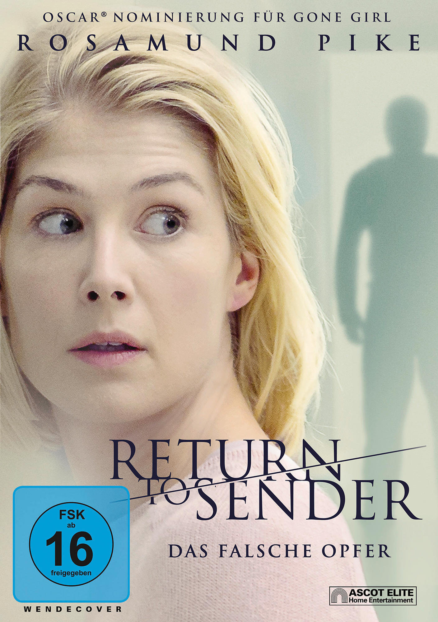 Filmcover mit einer wegsehenden Frau. Titel ist 'Return to Sender' in Weiß. Deutscher Text oben und unten.